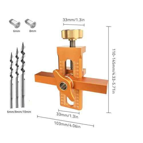 Cabinet Door Installation Positioner,Mounting Jig Adjustable Door Hinge Jig Installing Cabinet Doors,Aluminium Alloy Drillable With Drill Bit,for Most Cabinet Doors (1PCS)