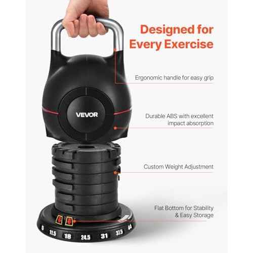 VEVOR Kettlebell, Adjustable Kettlebell with 7 Weight Levels, Die-Cast Aluminum and ABS Material, for Grip Strength Training, Full-body Workout & Cross-Training