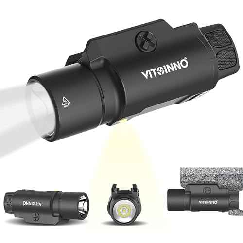 1750 Lumen Tactical Flashlight with Bottom Moonlight lamp, Rechargeable Pistol Light with Strobe/Momentary Compatible with Picatinny Rail