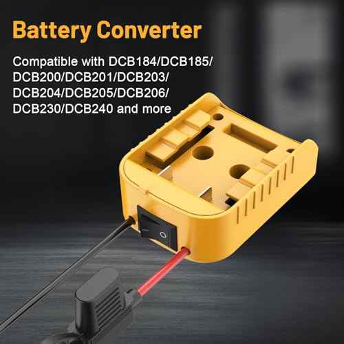 for Power Wheel Adapter Compatible with Dewalt 20V Battery, Converter Kit with Built-in Switch on Adapter, Fuse Holder, Wire Terminal, 12AWG Wire for DIY RC Car Toys (1 Pack)