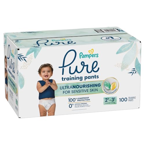 Pampers Pure Protection Training Underwear, Unisex, Size 2T3T, 100 Count, Premium, Hypoallergenic, Soft, Absorbent