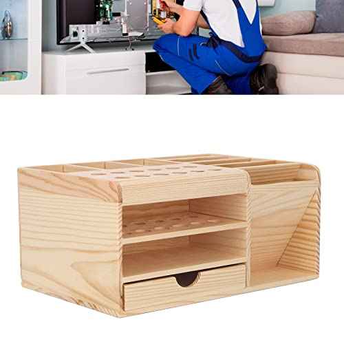 Repair Tool Organizer, Synthetic Wood Classified Storage Box with Multi Compartments, Strong and Sturdy, for Mobile Phone Maintenance Tools