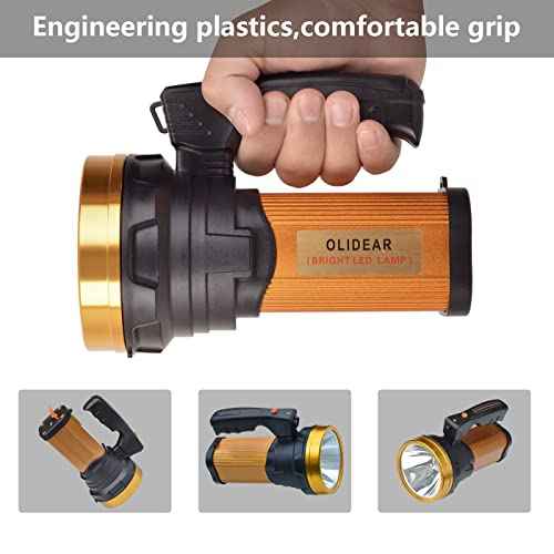 Heavy Duty Flashlight ? Bright Rechargeable Searchlight with 2 Modes ? Led Spotlight Handle ? Easy to Use ? Built-in Rechargeable Battery