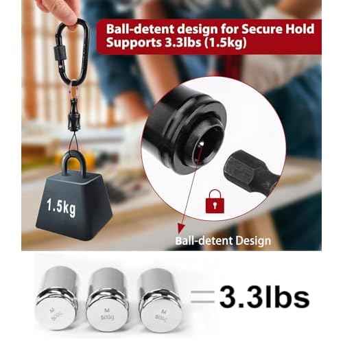 Katerk 6pc Black Bit Holder Keychain, 1/4in Hex Shank Portable Screwdriver Bit Clip for Impact Driver Flexible Drill Bit Extension Nut Driver W/Carabiner, Quick Release Drill Screw Adapter