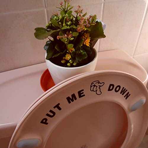 Pack of 2 Fun 'Put Me Down' Funny Toilet Seat Sticker Bathroom Cute Wall Decal - Bathroom Accessory - Potty Training (Black)