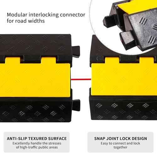 Rubber Cable Ramp Cord Cover Cable Protector Ramps Wire Hose Protective 1 Channel 22000Lbs Load Capacity Traffic Speed Bump for Asphalt Concrete Gravel Driveway, 1 Pack