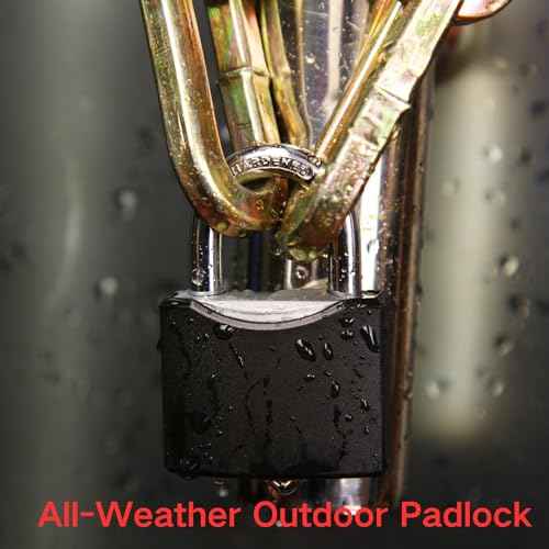 SEPOX¢ç10-Pack 1-9/16" Weather-Proof Outdoor Padlocks Keyed Different, Brass Cylinder, Heavy-Duty Solid Steel Body Covered Black, Locks for Gates, Sheds, Storage Lockers, Fence, Boats, Marine, Fishing