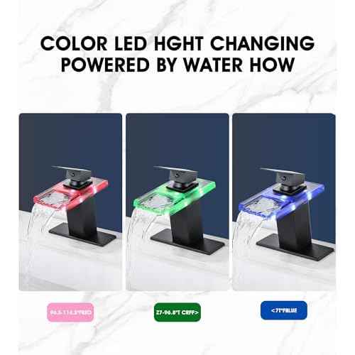 LED Bathroom Sink Faucet, Matte Black Single Hole Vanity Faucets for 1 Hole Sinks,Pop Up Drain Included. (Short, Matte Black)