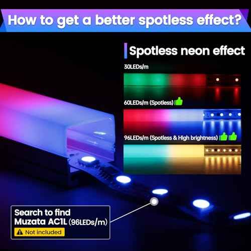 Muzata 10Pack 3.3FT/1M Spotless LED Channel with Hanging Wire No Hot Spots Silver Aluminum LED Strip Diffuser Channel with Milky White Cover U116 WW 1M