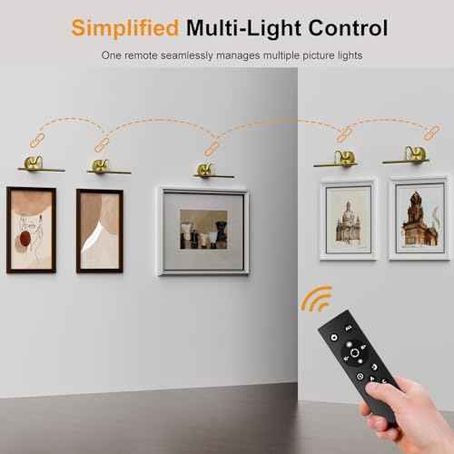 Hardwired Picture Lights for Wall - 16.5" Lights for Pictures on Wall - Dimmable 3CCT Picture Frame Light - 15W Brass Poster Light for Gallery Art Display - 2700K-6500K Warm White