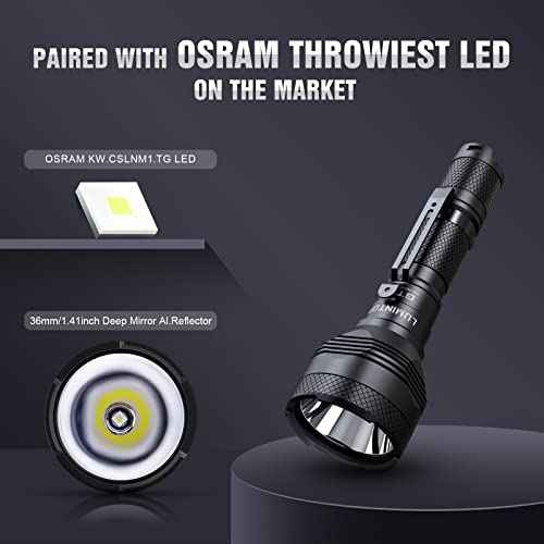 LUMINTOP GTA 1919 feet Pocket Thrower Mini LED Flashlight, 85000cd, 60 Hours Runtime, Waterproof, Strobe, Tailcap Switch