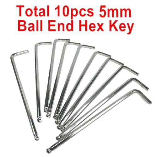 10pcs 5mm Ball End Allen Wrench sets,5mm Hex Key Wrench set,5mm ball end Hex Driver allen key Door Key L Shaped hex wrench set with Long Arm 156mm lengh.5mm ball end hex wrench
