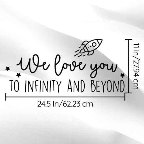 Vinyl Wall Art Decal - We Love You to Infinity and Beyond - 11" x 24.5" - Cute Sweet Charming Rocket Ship Stars Kids Home Bedroom Playroom Nursery Living Room Indoor Decoration Quote
