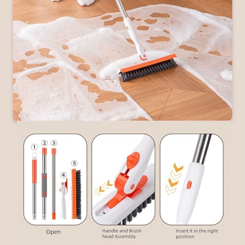 53''Grout Cleaner Brush with Long Handle,2 in 1 V-Shape Grout Line Scrubber 180¡ÆAdjustable for Crevice, Tile Line, Shower, Kitchen, Bathroom