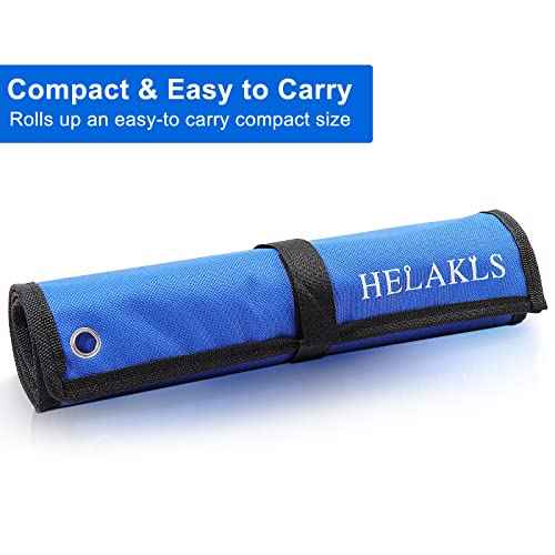 Wrench Organizer Roll Up Pouch - SAE & Metric Wrench Tool Bag - 25 Pockets - Heavy Duty Canvas - Blue