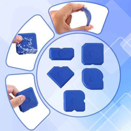 10pcs Silicone Cramer Spreader Caulking Tool Set Kit, Sealant Profiling Finishing Smoothing Mastic Tool Caulk Remover Reusable Grout Scraper Applicator for Kitchen Bathroom Floor Window & Sink (Blue)