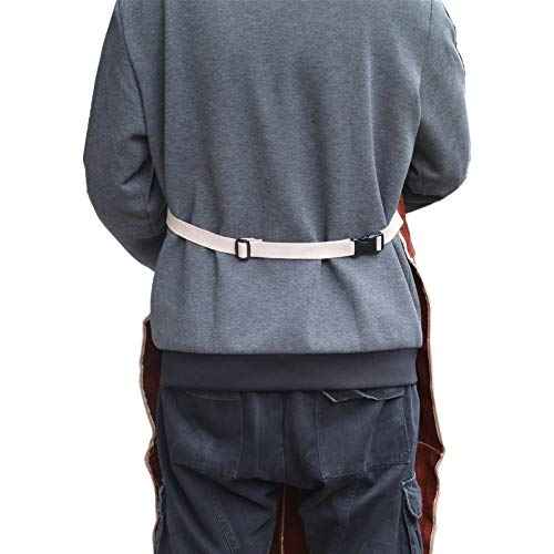 Pocket Welding Apron, Cowhide Leather with Quick Release Buckle Adjustable Length for Men and Women - 90x60cm (Dark-Brown)