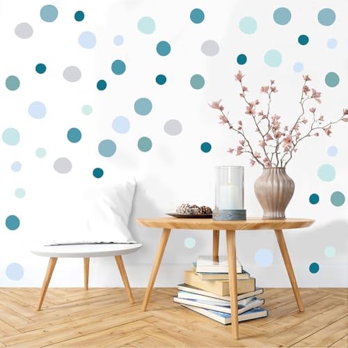 300 Pcs Self-Adhesive Irregular Dot Wall Stickers - 10 Sheets Removable Waterproof Vinyl Wall Decals for Nursery, Kids Room, Living Room, Playroom, Classroom, Home Decor (Gradient Blue)