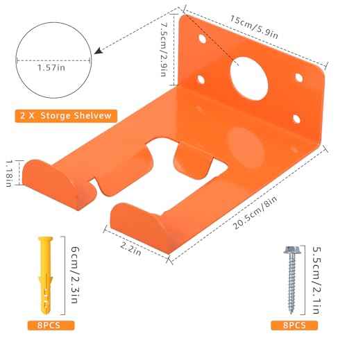 Weeding Machine Wall Mounted Hanger, garage organization manager storage shed wall rack, suitable for Stihl electric tools, hedge trimmer, lawn mower, garage wall, garden trimmer hanger (2-piece set)
