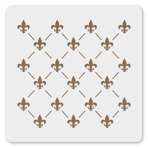 MAGJUCHE Fleur De Lis Allover Pattern Stencil 6 Inches, Reusable French Stencil for Wall Painting DIY Crafts Decor