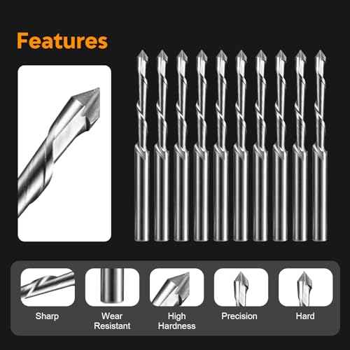 10Pcs Drywall Cutting Tools 3/16" Guide Point Cutting Bits,Drywall Bit Drywall Guide Point Cutting Bits,Used for with Spiral Saw and Power Tools