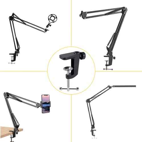 Replacement Aluminum Alloy Universal Bracket Adjustable C-Clamp Desk Light Mounting Bracket Cantilever Bracket for Microphone Arm and Desktop Table Lamp