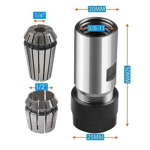 5/8"-11 Thread Angle Grinder Extension Shaft Set Electric Drill Conversion Collets Adapter Woodworking Tool Accessories Include Spring Collet 1/4" & 1/2" 3PCS