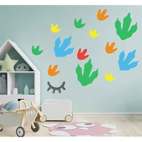 Dinosaur Footprints Wall Decals, Dinosaur Tracks Decal for Kids Room Removable Birthday Party Wall Decor Decals, 2 Size,60 Pcs Per Pack