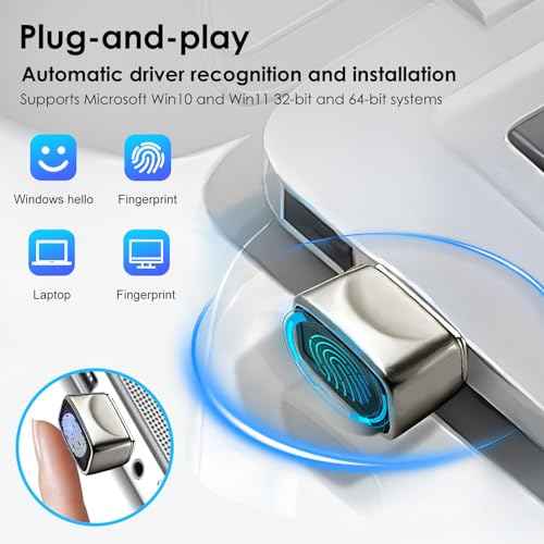 USB Fingerprint Reader for Windows10/11, Windows Hello Mini Fingerprint Scanner,Metal Shell Auto Driver Setup-Windows Password-Free Login for PC Laptop