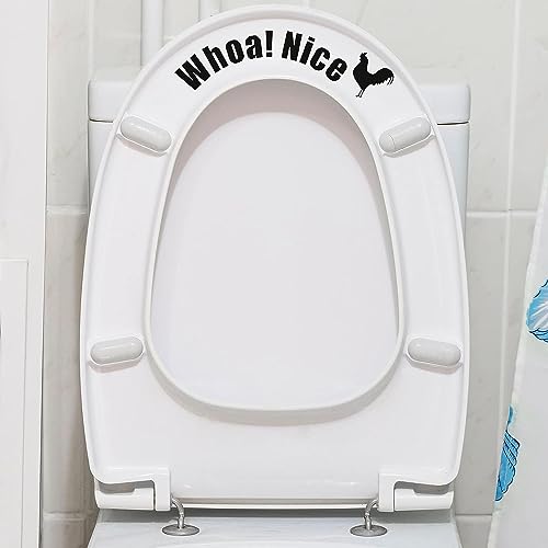 Funny Cock Toilet Stickers,Whoa Nice Sticker Decal,Prank Stickers,Waterproof Vinyl Wall Art Sign Decor,Removable Self-Adhesive Seat Quote Murals for WC Restroom Door Seat Decoration