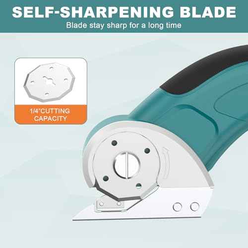 GARTOL Cordless Electric Scissors ? Rechargeable Rotary Cardboard Cutter with USB Cable, Safety Lock, Portable Powerful Box Cutter for Fabric, Leather, Carpet, Sewing, Crafts, DIY