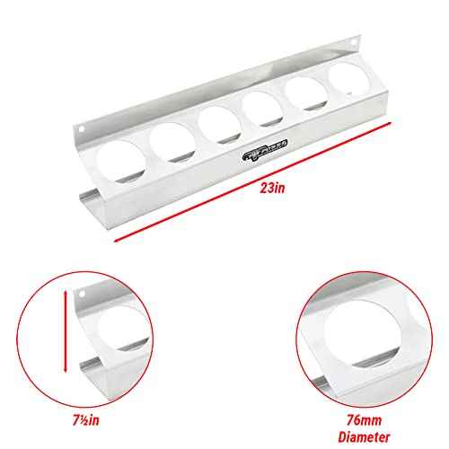 Pit Posse 302 Six Bottle Aerosol Spray Can Rack Shelf Holder 23" Caddy - Made in USA - Enclosed Race Trailer Garage Shop Storage Organizer Aluminum Storage Universal Mounting - 5 Yr Warranty (Silver)