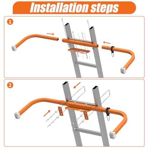 Aluminum Ladder Stabilizer for Roof Gutter Cleaning with Tool Tray, Heavy Duty Extended Ladder Accessories, Ladder Stand-Off Wing Span with Non-Slip Rubber Bottom Pad