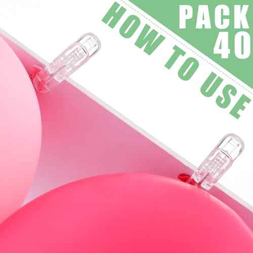 LemonRoad 40 Pack Balloon Arch Clips Plastic Spring Clamps 2.4 Inch Heavy Duty Clip for Balloon Arch Kit Birthday Decoration Crafts Backdrop Woodworking Photography Studios (Transparent)
