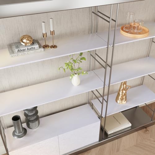 CRE8TIVE Pearl Lustre White Stainless Steel Contact Paper for Appliances Brushed Aurora White Peel and Stick Wallpaper Heat Resistant Refrigerator Vinyl Warp for Kitchen Dishwasher Countertops 12"x80"