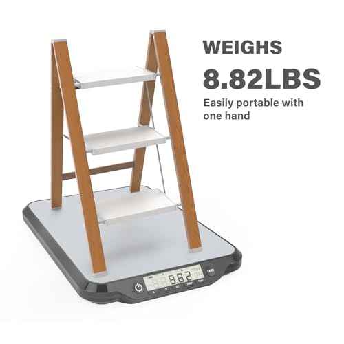 3 Step Ladder, Folding Aluminum Step Stool with Anti-Slip Wide Steps for Adults, Ideal for Kitchen, Closet, Bedroom, 330 lbs Capacity (Woodgrain)