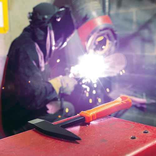 Klein Tools H80612 Welding Chipping Hammer, 10-Ounce Steel Head Slag Hammer with Shock Reduction Heat-Resistant Nylon Grip Handle, 7-Inch