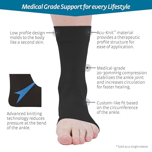medi Seamless Knit Ankle Support - sprains, rheumatic & osteoarthritis condition Black L