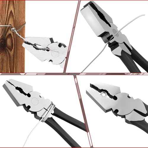 10'' Button Fence Pliers for Bending Cutting and Gripping Flat Nose Wire Cutter Plier for Construction and Wire Fencing Resists Rust and Corrosion
