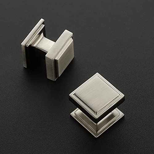 Ravinte 30 Pack Brushed Nickel Square Kitchen Cabinet Knobs,Zinc Solid Drawer Pulls,Farmouse Cabinet Handles for Cupboard, Closet, Dresser and Bathroom, Modern Cabinet Hardware for Cabinets