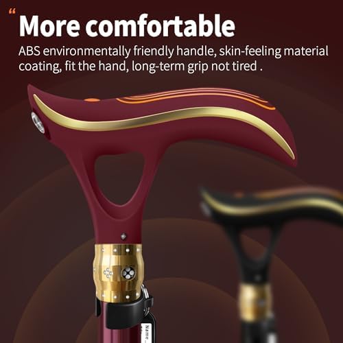 Smart Alarm Walking Cane for Men & Women, Telescopic and Adjustable Walking Sticks for Seniors, USB Direct Charge, with LED Light, One Cane for Three Purposes, Light and Stable