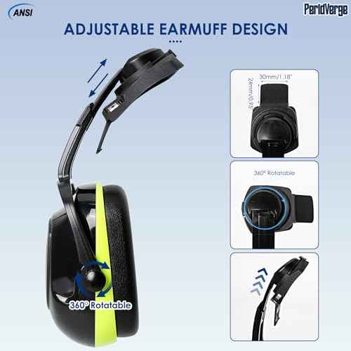 Hard Hat Ear Muffs, Earmuffs for Noise Reduction for Hard Hat Accessories, Construction Ear Protection for Adults