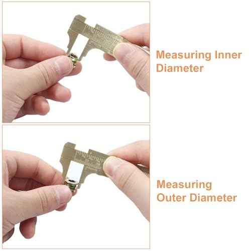Piutouyar 80mm/3.15" Pocket Vernier Caliper Ruler, Brass Sliding Gauge Pocket Caliper, Mini Measuring Tool Double Scale mm/inch Metal Handy Caliper