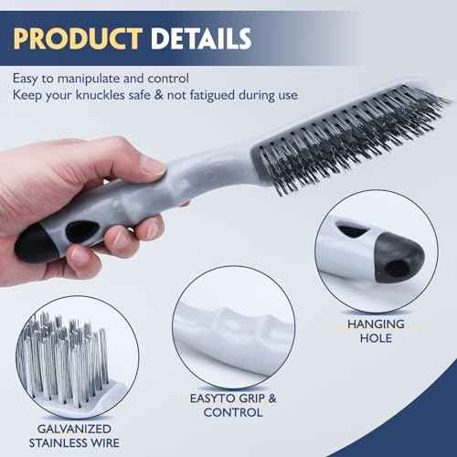 Stainless Steel Wire Brush Set 2Pcs,Heavy Duty Wire Brushes with Strong Handle & Metal Scraper,for Cleaning Welding Slag & Rust,Dust and Paint Scrubbing