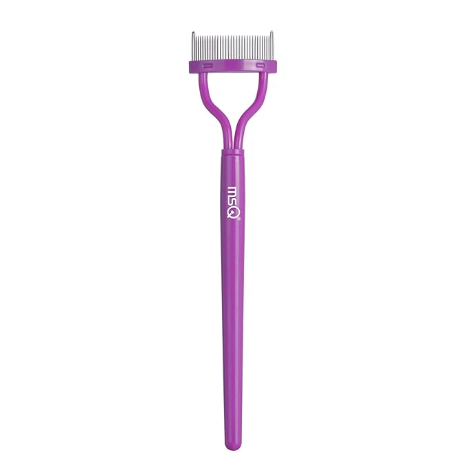 Eyelash Comb Eyebrow Brush MSQ Eyelash Separator Mascara Applicator Eyelash Definer With Comb Cover Arc Designed Cosmetic Brushes Tool (Purple)