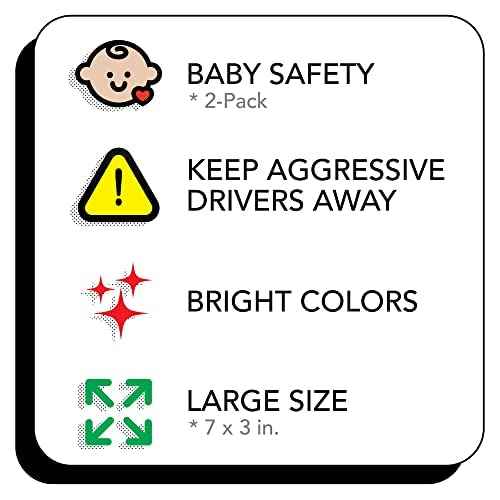 Baby On Board Sticker for Cars, Trucks, Vans [2-Pack] Baby On Board Signs, Safety Sign Decal for Kids, Heavy-Duty Waterproof Bumper Sticker | Cute Baby Shower Registry Gift (Stickers - Red)