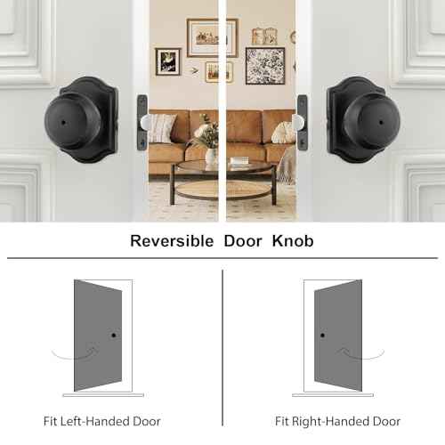 goldenwarm Matte Black Door Knobs Interior, Privacy Door Knob for Bedroom & Bathroom, Black Interior Door Knobs 6 Pack