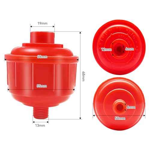 2PCS Mini Red Disposable Air Water Filters Paint Gun Filter Disposable for Standard 1/4 Inch Threads, Spray Guns and Air Tools
