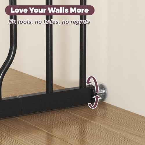 29"-40" Baby Gate for Stairs, Auto Close Stroller Friendly Dog Gate Indoor for Doorways, Pressure Mounted Baby Gate, Easy Walk Through Gate for Children & Pets, Black