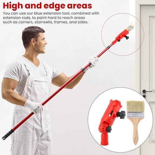 Multi-Angle Paint Brush Extender with Paint Brush, Extension Pole Attachments for Painting Roller Scraper, Paints Edger Tool for High Ceilings, Walls, Corner Painting Tool